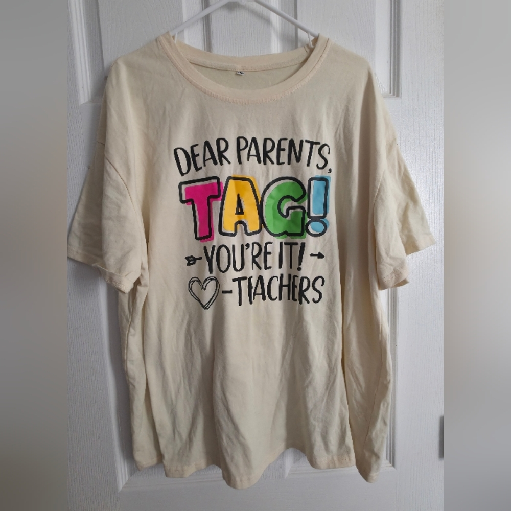 Womens Cream Kids Shirt with Colorful Print